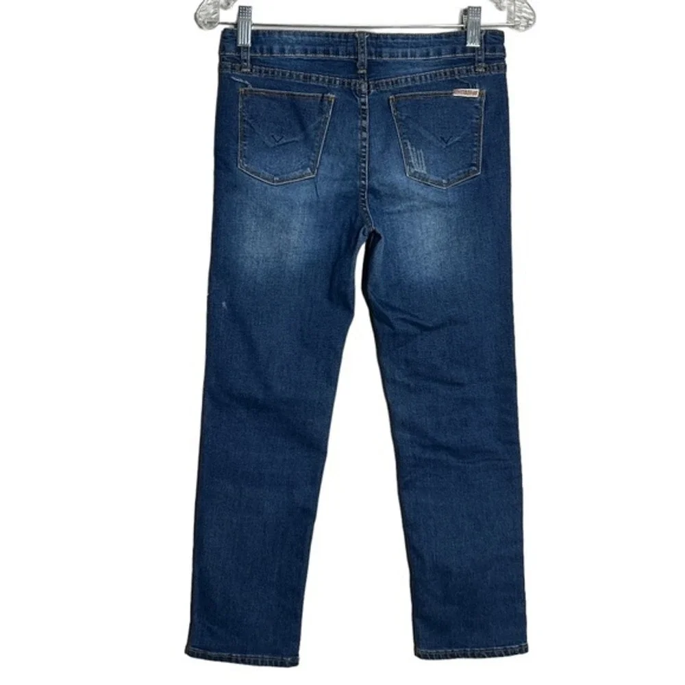 Hudson Jeans Girl Size 14 Blue Distressed Slim Fit Denim Pants Stretch Whiskered